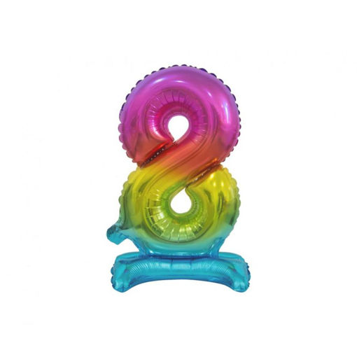 Picture of STANDING FOIL BALLOON 8 RAINBOW 38CM